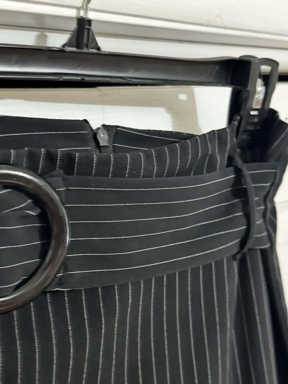 Lola Black Pinstripe High-Waisted Belted Pencil Skirt - Picture 3 of 4